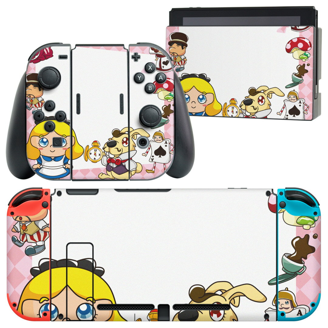 igsticker Nintendo Switch 用 デザインスキンシール 任天堂 ニンテンドー スイッチ 専用 本体ドック Joy-Con Joycon ジョイコン 専用 ゲーム機 カバー アクセサリー フィルム ステッカー 006688 アリス　イラスト