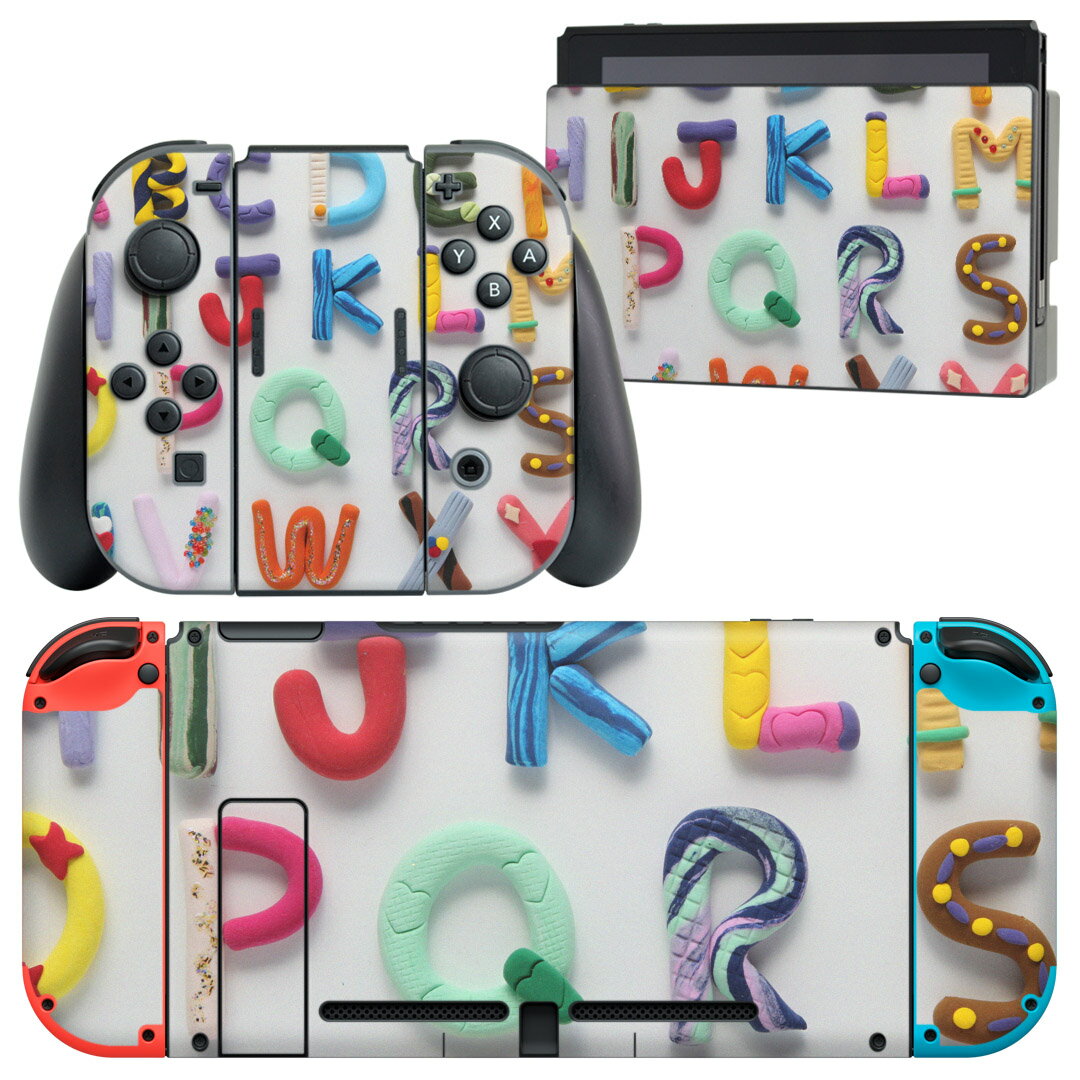 igsticker Nintendo Switch 用 デザインスキンシール 任天堂 ニンテンドー スイッチ 専用 本体ドック Joy-Con Joycon ジョイコン 専用 ゲーム機 カバー アクセサリー フィルム ステッカー 006701 英語 文字 アルファベット