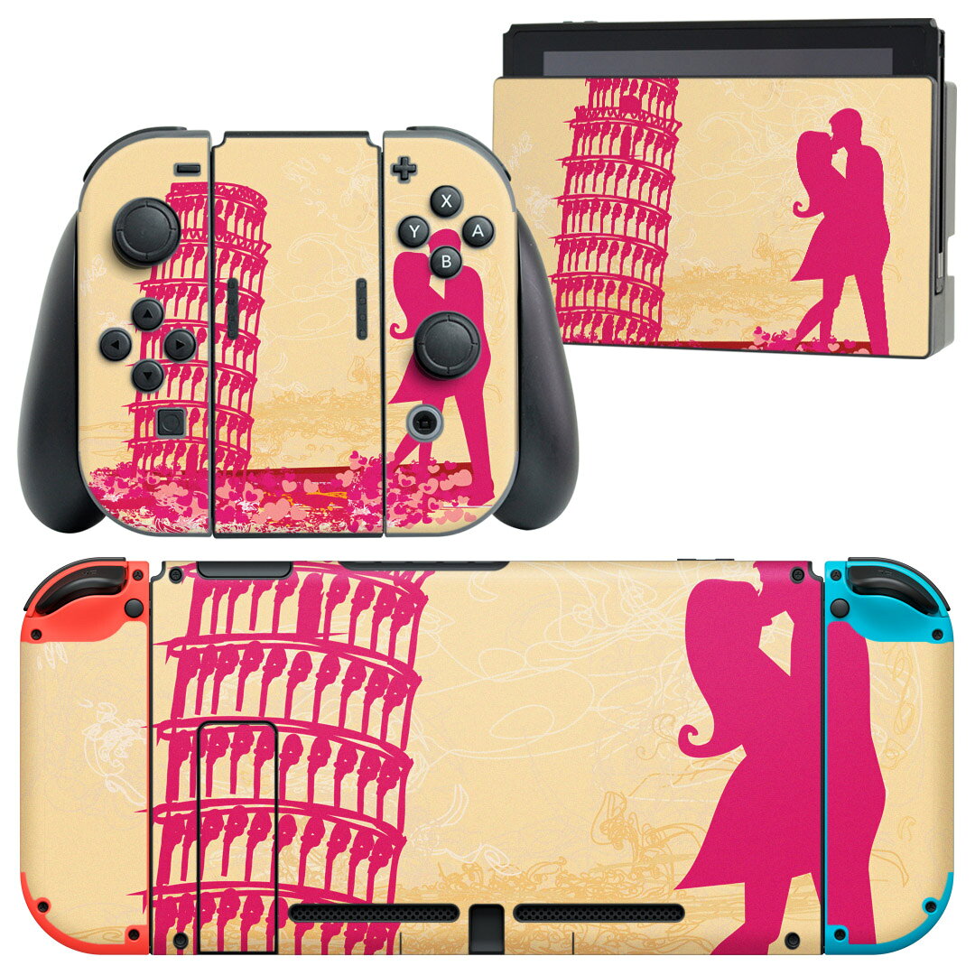 igsticker Nintendo Switch 用 デザインスキンシール 任天堂 ニンテンドー スイッチ 専用 本体ドック Joy-Con Joycon ジョイコン 専用 ゲーム機 カバー アクセサリー フィルム ステッカー 006718 人物　ピンク
