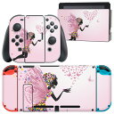 igsticker Nintendo Switch 用 デザインスキンシール 任天堂 ニンテンドー スイッチ 専用 本体ドック Joy-Con Joycon ジョイコン 専用 ゲーム機 カバー アクセサリー フィルム ステッカー 006726 蝶 人物 ハート