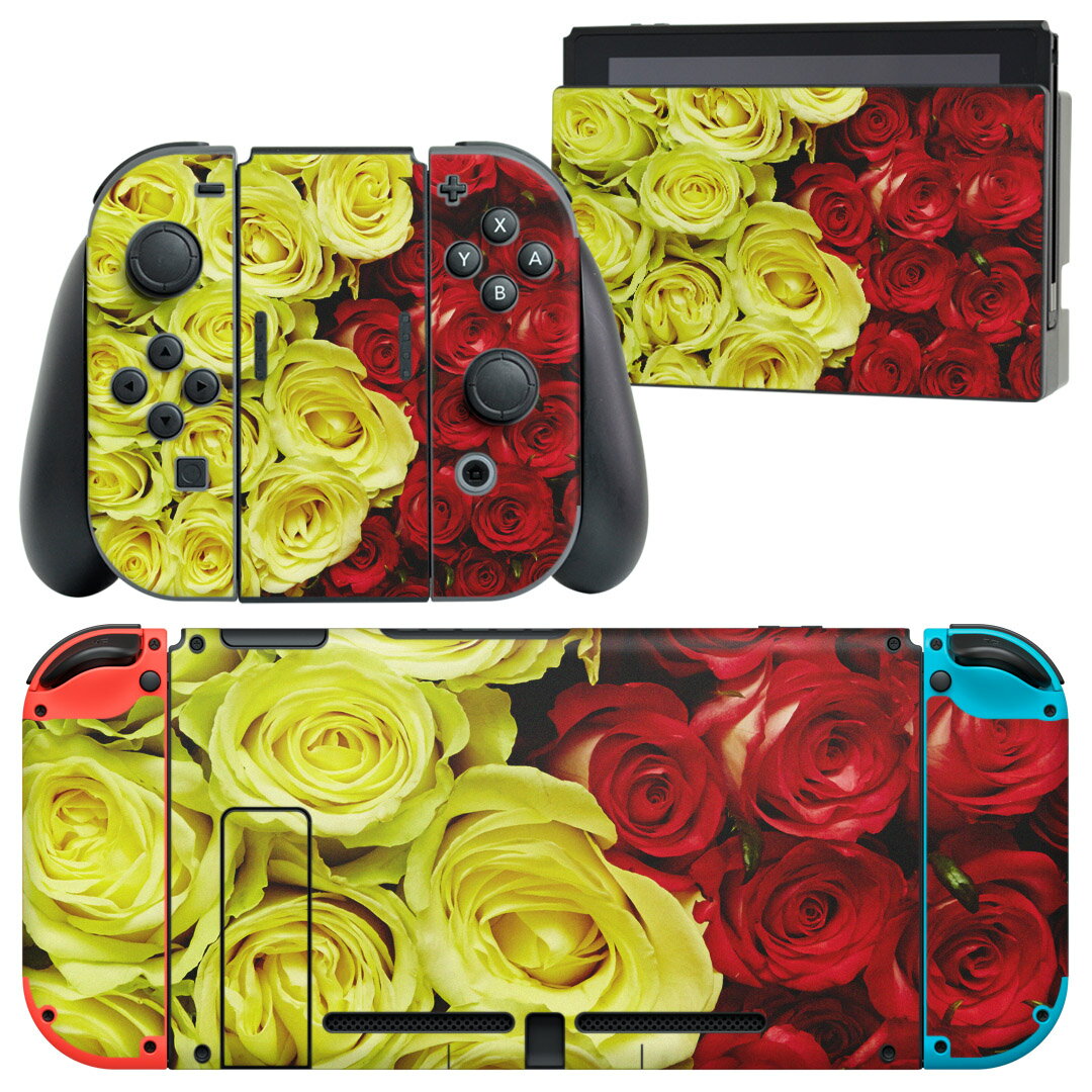 igsticker Nintendo Switch 用 デザインスキンシール 任天堂 ニンテンドー スイッチ 専用 本体ドック Joy-Con Joycon ジョイコン 専用 ゲーム機 カバー アクセサリー フィルム ステッカー 006849 写真 花