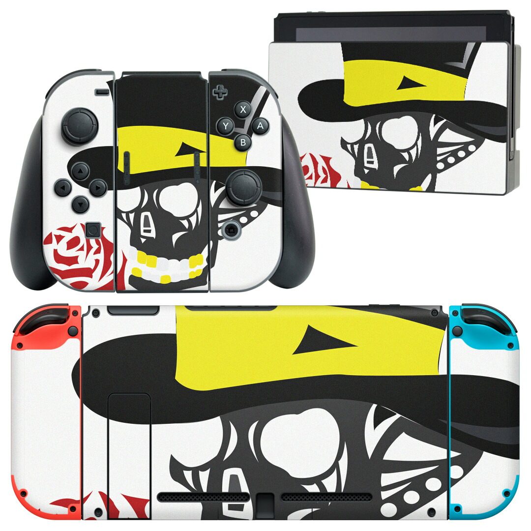 製品名 Nintendo Switch 本体裏面＆ドック正面＆ジョイコン専用 デザインスキンシール セット内容 Nintendo Switch 本体＆ドック＆ジョイコン用スキンシール（各1枚） ニンテンドースイッチ専用です。携帯機のSwitch LiteやProコンには対応していません。 商品特徴 再剥離性シートを素材に採用し、細かな位置調整がしやすく貼り直しが容易です。専用の業務プリンターを使い、商品画像と遜色のない美しい印刷仕上がり。 注意事項 画像はサンプルですので、ご覧の環境によっては多少色味に違いを感じる場合がございます。 イメージと違った、モニターと色味が異なるという理由での交換や返金はご対応出来かねます。スキンシールのみの販売で、ニンテンドースイッチ本体などは付属しません。シワができた場合、ドライヤーなどで軽く温め、外側に向けてシワを伸ばすように貼ってください。初回貼付時の位置調整や貼り直しは可能ですが、しっかりと押し付けて接着させた後の再剥離、再利用は保証しておりません。また接着部に油分や汚れが付着しますと角の部分は剥がれやすくなりますので、貼付時はあまり触れないようにご注意ください。無地のセミグロスシートにデザインをプリントした商品で、デコなどの加工はございません。 凹凸や光沢があるように見えたり布地や金属を素材にしたように見える商品もありますが、デザインの図版によるものです。印刷時に微妙な画像のズレが生じる場合がございます。ご注文後に1点1点制作する受注生産品の為、不良品以外のご返品や交換は固くお断りします。当店における繰り返しの実機テストでは問題ありませんでしたが、経過年数や使用環境により、シールを剥がす際に本体の塗装が一部剥がれる可能性があります。恐れ入りますが、万が一そのような状況になった場合でも当店ではゲーム機本体の保証は出来かねますので、予めご理解の上お求めください。 商品発送 完全受注生産のハンドメイド商品となりますので、既製品と比べて発送までお時間を頂いています。 基本的に決済確認後2?3営業日、最大で10営業日での発送となります。繁忙期や休業日明けの場合はさらに時間がかかる場合があります。 その際には別途メールにてご連絡致します。メール便の場合、発送日から到着までに2?4日ほどかかる場合が多く、紛失などの保障もご対応できかねます。あらかじめご了承下さい。
