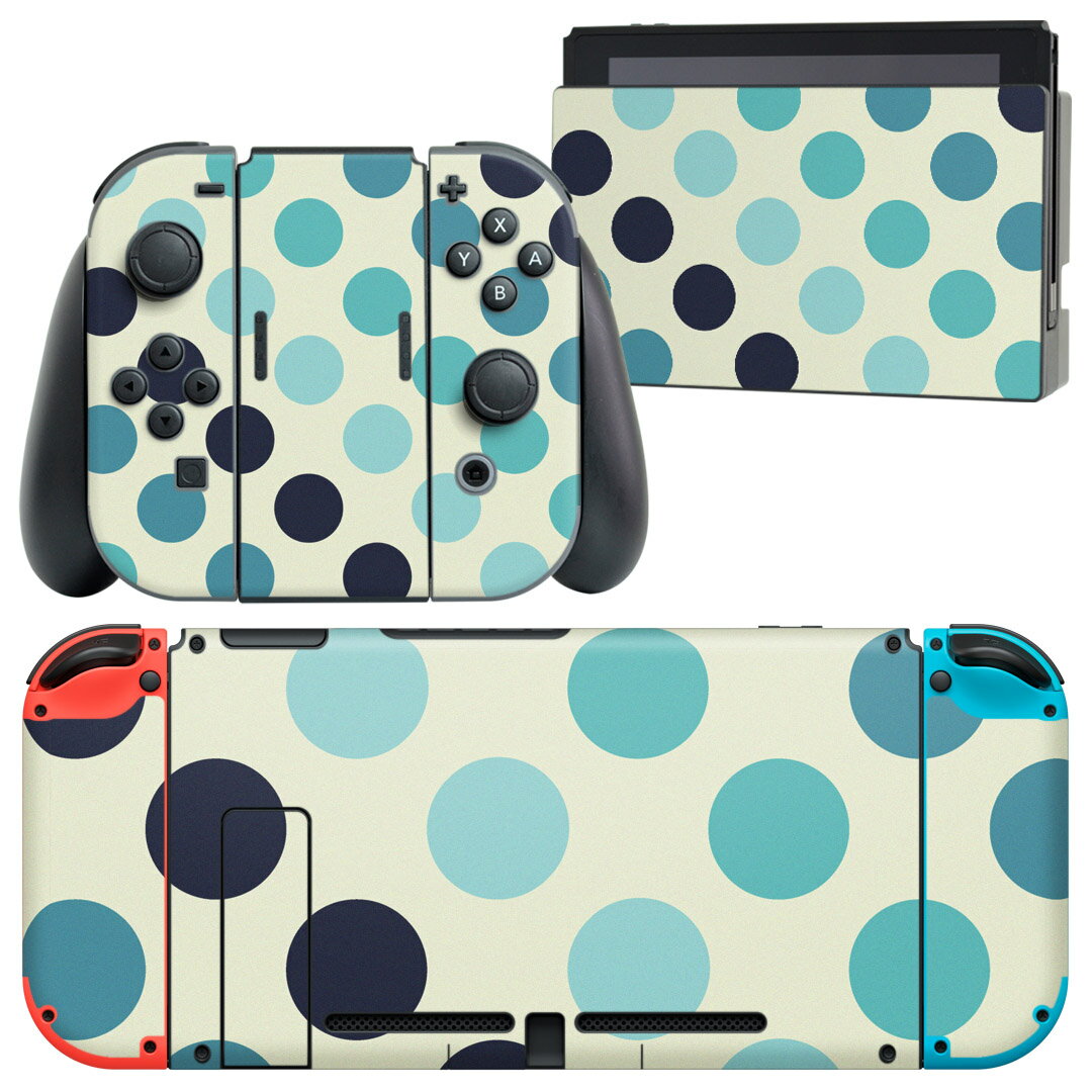igsticker Nintendo Switch 用 デザインスキンシール 任天堂 ニンテンドー スイッチ 専用 本体ドック Joy-Con Joycon ジョイコン 専用 ゲーム機 カバー アクセサリー フィルム ステッカー 006996 木目 水玉 模様