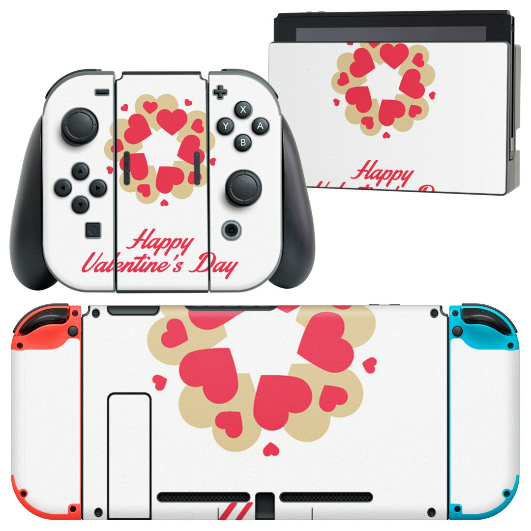 igsticker Nintendo Switch 用 デザインスキンシール 任天堂 ニンテンドー スイッチ 専用 本体ドック Joy-Con Joycon ジョイコン 専用 ゲーム機 カバー アクセサリー フィルム ステッカー 007021 ハート　英語　文字