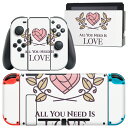 igsticker Nintendo Switch 用 デザインスキンシール 任天堂 ニンテンドー スイッチ 専用 本体ドック Joy-Con Joycon ジョイコン 専用 ゲーム機 カバー アクセサリー フィルム ステッカー 007023 ハート 英語 文字