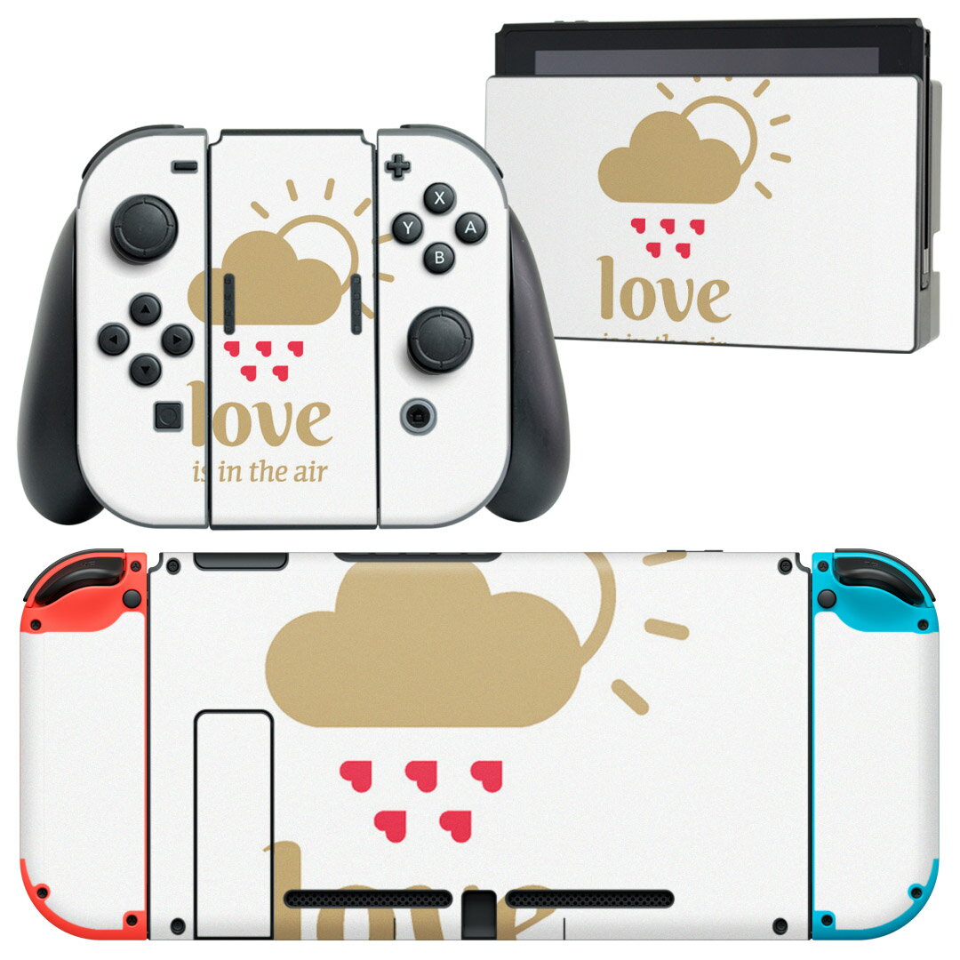 igsticker Nintendo Switch 用 デザインスキンシール 任天堂 ニンテンドー スイッチ 専用 本体ドック Joy-Con Joycon ジョイコン 専用 ゲーム機 カバー アクセサリー フィルム ステッカー 007030 ハート　英語　文字