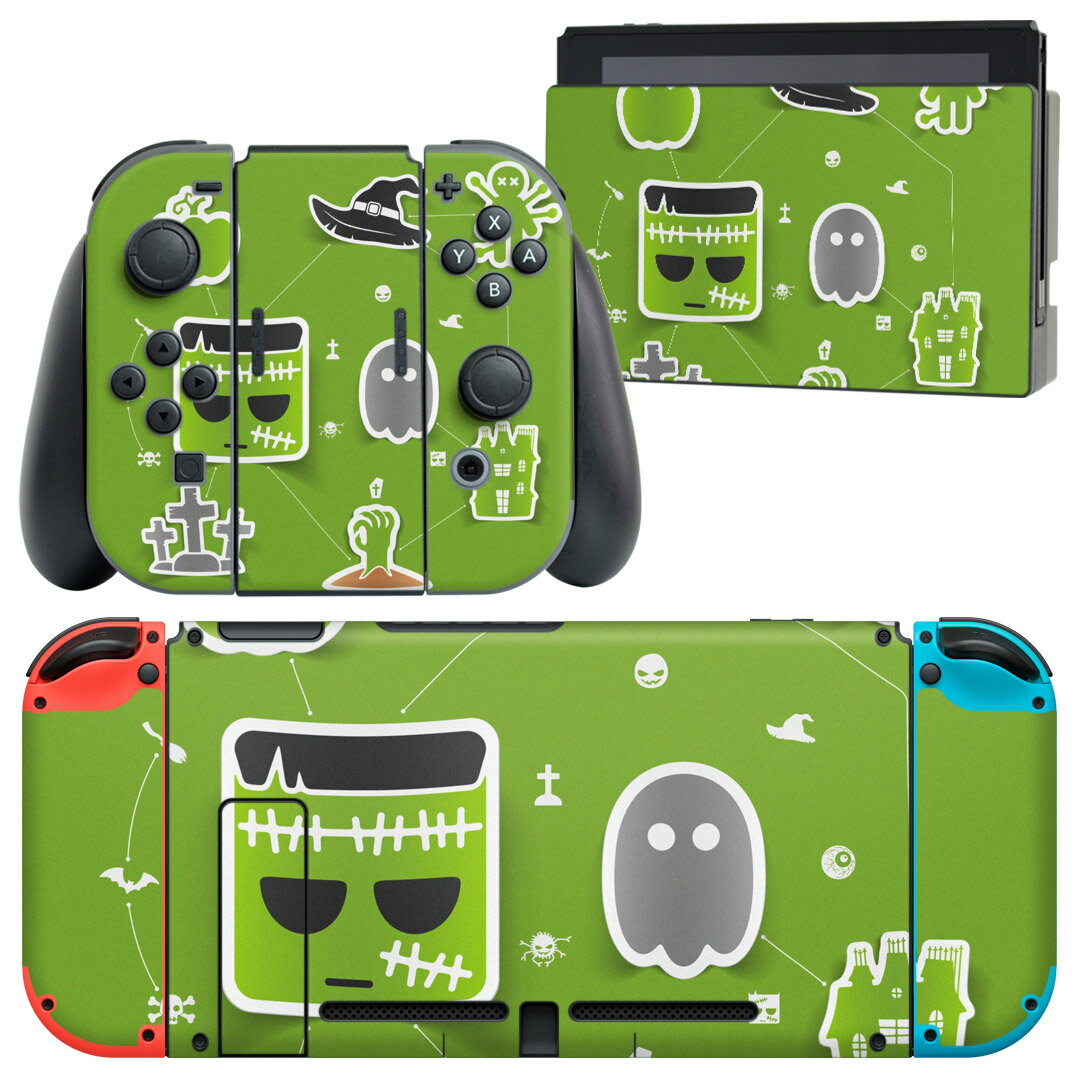 igsticker Nintendo Switch 用 デザインスキンシール 任天堂 ニンテンドー スイッチ 専用 本体ドック Joy-Con Joycon ジョイコン 専用 ゲーム機 カバー アクセサリー フィルム ステッカー 007116 ハロウィン　キャラクター