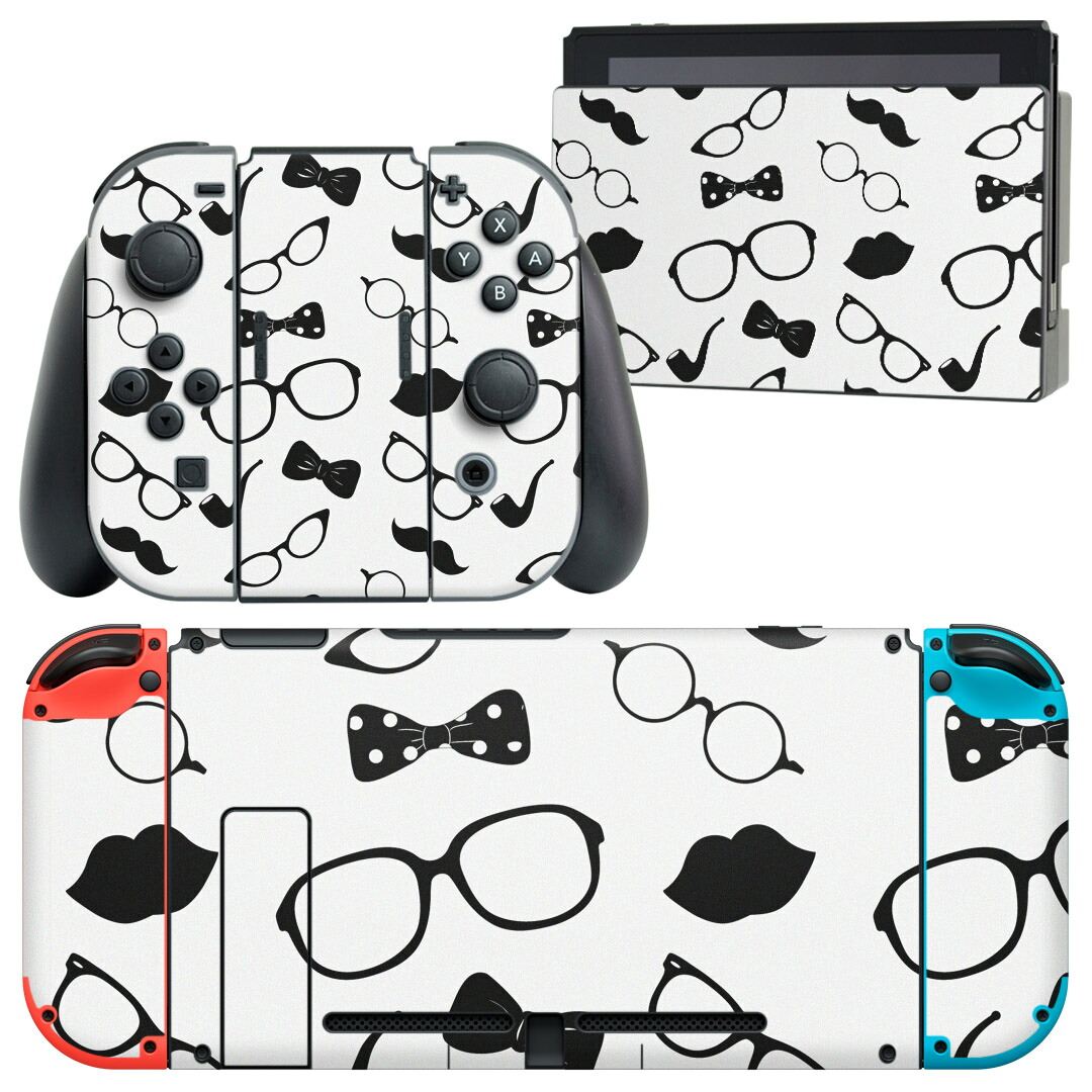 製品名 Nintendo Switch 本体裏面＆ドック正面＆ジョイコン専用 デザインスキンシール セット内容 Nintendo Switch 本体＆ドック＆ジョイコン用スキンシール（各1枚） ニンテンドースイッチ専用です。携帯機のSwitch LiteやProコンには対応していません。 商品特徴 再剥離性シートを素材に採用し、細かな位置調整がしやすく貼り直しが容易です。専用の業務プリンターを使い、商品画像と遜色のない美しい印刷仕上がり。 注意事項 画像はサンプルですので、ご覧の環境によっては多少色味に違いを感じる場合がございます。 イメージと違った、モニターと色味が異なるという理由での交換や返金はご対応出来かねます。スキンシールのみの販売で、ニンテンドースイッチ本体などは付属しません。シワができた場合、ドライヤーなどで軽く温め、外側に向けてシワを伸ばすように貼ってください。初回貼付時の位置調整や貼り直しは可能ですが、しっかりと押し付けて接着させた後の再剥離、再利用は保証しておりません。また接着部に油分や汚れが付着しますと角の部分は剥がれやすくなりますので、貼付時はあまり触れないようにご注意ください。無地のセミグロスシートにデザインをプリントした商品で、デコなどの加工はございません。 凹凸や光沢があるように見えたり布地や金属を素材にしたように見える商品もありますが、デザインの図版によるものです。印刷時に微妙な画像のズレが生じる場合がございます。ご注文後に1点1点制作する受注生産品の為、不良品以外のご返品や交換は固くお断りします。当店における繰り返しの実機テストでは問題ありませんでしたが、経過年数や使用環境により、シールを剥がす際に本体の塗装が一部剥がれる可能性があります。恐れ入りますが、万が一そのような状況になった場合でも当店ではゲーム機本体の保証は出来かねますので、予めご理解の上お求めください。 商品発送 完全受注生産のハンドメイド商品となりますので、既製品と比べて発送までお時間を頂いています。 基本的に決済確認後2?3営業日、最大で10営業日での発送となります。繁忙期や休業日明けの場合はさらに時間がかかる場合があります。 その際には別途メールにてご連絡致します。メール便の場合、発送日から到着までに2?4日ほどかかる場合が多く、紛失などの保障もご対応できかねます。あらかじめご了承下さい。