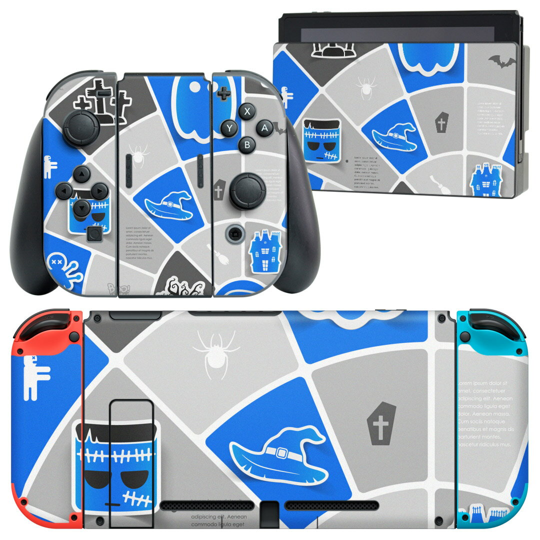igsticker Nintendo Switch 用 デザインスキンシール 任天堂 ニンテンドー スイッチ 専用 本体ドック Joy-Con Joycon ジョイコン 専用 ゲーム機 カバー アクセサリー フィルム ステッカー 007186 ハロウィン キャラクター