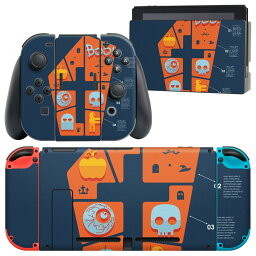 igsticker Nintendo Switch 用 デザインスキンシール 任天堂 ニンテンドー スイッチ 専用 本体ドック Joy-Con Joycon ジョイコン 専用 ゲーム機 カバー アクセサリー フィルム ステッカー 007190 ハロウィン　キャラクター