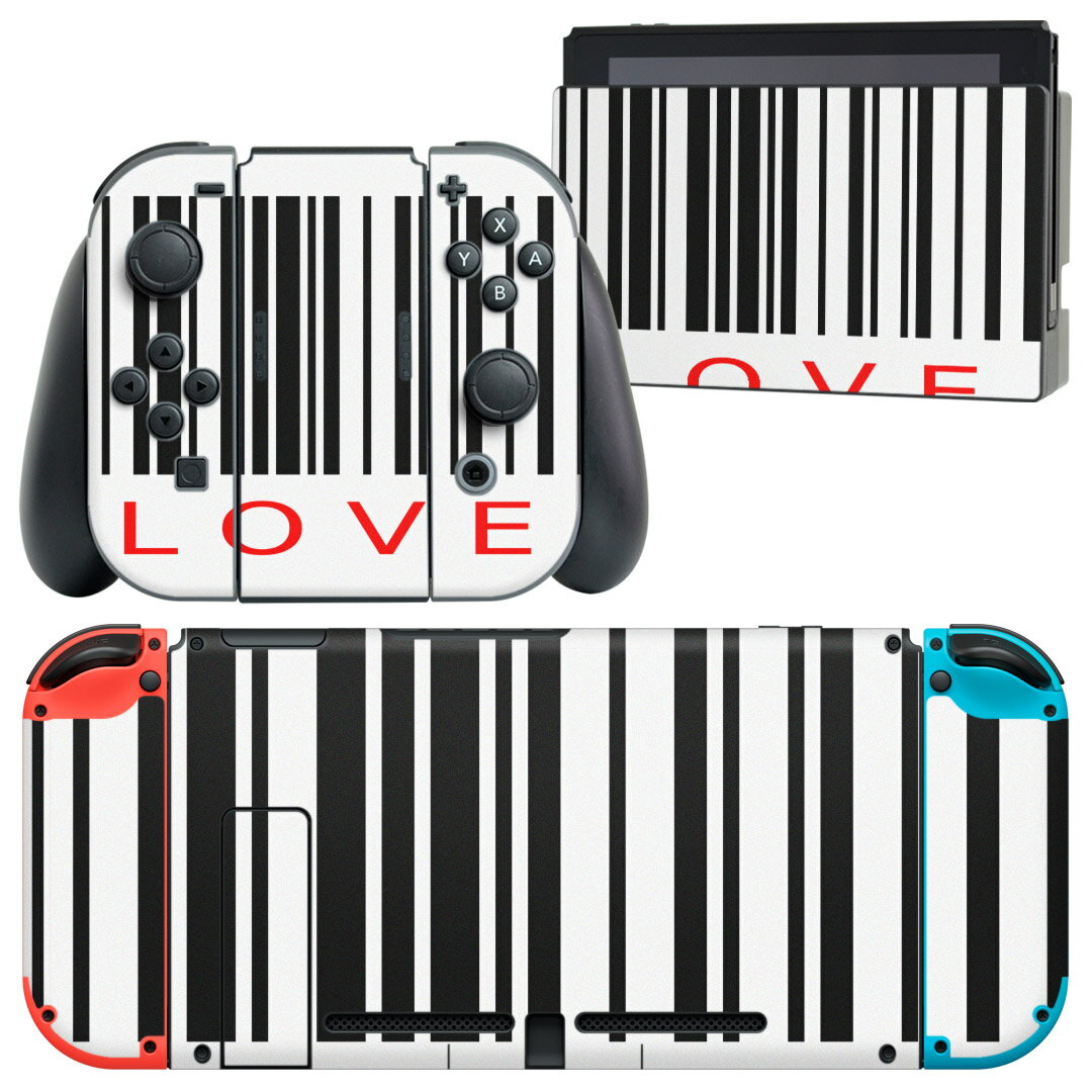 igsticker Nintendo Switch 用 デザインスキンシール 任天堂 ニンテンドー スイッチ 専用 本体ドック Joy-Con Joycon ジョイコン 専用 ゲーム機 カバー アクセサリー フィルム ステッカー 007206 バーコード　文字