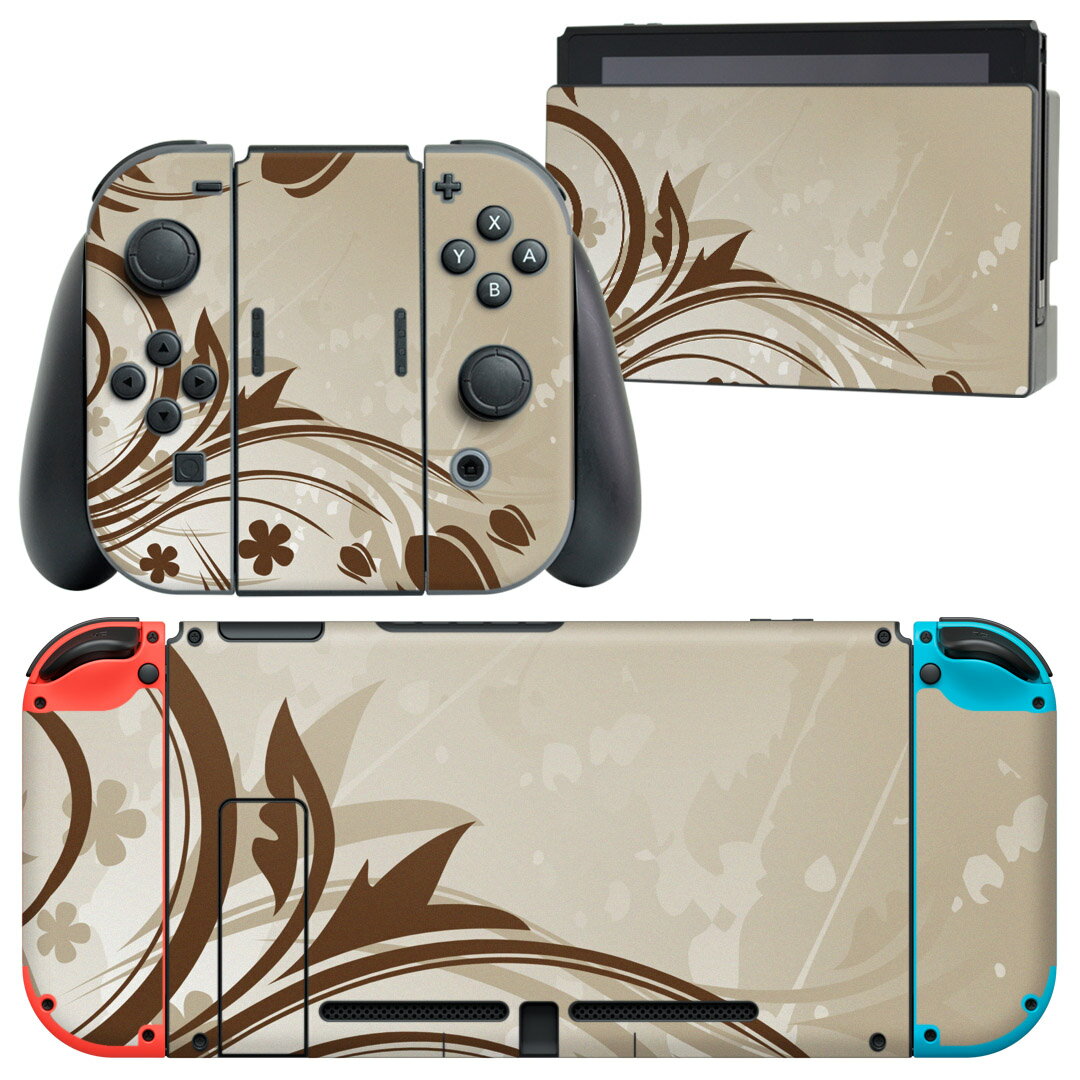 igsticker Nintendo Switch 用 デザインスキンシール 任天堂 ニンテンドー スイッチ 専用 本体ドック Joy-Con Joycon ジョイコン 専用 ゲーム機 カバー アクセサリー フィルム ステッカー 007211 花
