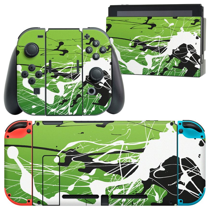 製品名 Nintendo Switch 本体裏面＆ドック正面＆ジョイコン専用 デザインスキンシール セット内容 Nintendo Switch 本体＆ドック＆ジョイコン用スキンシール（各1枚） ニンテンドースイッチ専用です。携帯機のSwitch LiteやProコンには対応していません。 商品特徴 再剥離性シートを素材に採用し、細かな位置調整がしやすく貼り直しが容易です。専用の業務プリンターを使い、商品画像と遜色のない美しい印刷仕上がり。 注意事項 画像はサンプルですので、ご覧の環境によっては多少色味に違いを感じる場合がございます。 イメージと違った、モニターと色味が異なるという理由での交換や返金はご対応出来かねます。スキンシールのみの販売で、ニンテンドースイッチ本体などは付属しません。シワができた場合、ドライヤーなどで軽く温め、外側に向けてシワを伸ばすように貼ってください。初回貼付時の位置調整や貼り直しは可能ですが、しっかりと押し付けて接着させた後の再剥離、再利用は保証しておりません。また接着部に油分や汚れが付着しますと角の部分は剥がれやすくなりますので、貼付時はあまり触れないようにご注意ください。無地のセミグロスシートにデザインをプリントした商品で、デコなどの加工はございません。 凹凸や光沢があるように見えたり布地や金属を素材にしたように見える商品もありますが、デザインの図版によるものです。印刷時に微妙な画像のズレが生じる場合がございます。ご注文後に1点1点制作する受注生産品の為、不良品以外のご返品や交換は固くお断りします。当店における繰り返しの実機テストでは問題ありませんでしたが、経過年数や使用環境により、シールを剥がす際に本体の塗装が一部剥がれる可能性があります。恐れ入りますが、万が一そのような状況になった場合でも当店ではゲーム機本体の保証は出来かねますので、予めご理解の上お求めください。 商品発送 完全受注生産のハンドメイド商品となりますので、既製品と比べて発送までお時間を頂いています。 基本的に決済確認後2?3営業日、最大で10営業日での発送となります。繁忙期や休業日明けの場合はさらに時間がかかる場合があります。 その際には別途メールにてご連絡致します。メール便の場合、発送日から到着までに2?4日ほどかかる場合が多く、紛失などの保障もご対応できかねます。あらかじめご了承下さい。
