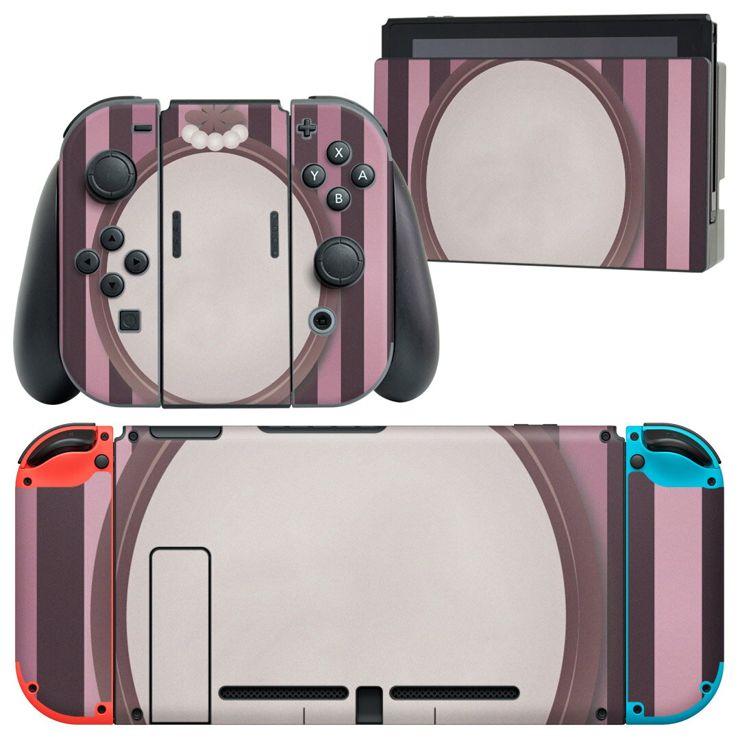 製品名 Nintendo Switch 本体裏面＆ドック正面＆ジョイコン専用 デザインスキンシール セット内容 Nintendo Switch 本体＆ドック＆ジョイコン用スキンシール（各1枚） ニンテンドースイッチ専用です。携帯機のSwitch LiteやProコンには対応していません。 商品特徴 再剥離性シートを素材に採用し、細かな位置調整がしやすく貼り直しが容易です。専用の業務プリンターを使い、商品画像と遜色のない美しい印刷仕上がり。 注意事項 画像はサンプルですので、ご覧の環境によっては多少色味に違いを感じる場合がございます。 イメージと違った、モニターと色味が異なるという理由での交換や返金はご対応出来かねます。スキンシールのみの販売で、ニンテンドースイッチ本体などは付属しません。シワができた場合、ドライヤーなどで軽く温め、外側に向けてシワを伸ばすように貼ってください。初回貼付時の位置調整や貼り直しは可能ですが、しっかりと押し付けて接着させた後の再剥離、再利用は保証しておりません。また接着部に油分や汚れが付着しますと角の部分は剥がれやすくなりますので、貼付時はあまり触れないようにご注意ください。無地のセミグロスシートにデザインをプリントした商品で、デコなどの加工はございません。 凹凸や光沢があるように見えたり布地や金属を素材にしたように見える商品もありますが、デザインの図版によるものです。印刷時に微妙な画像のズレが生じる場合がございます。ご注文後に1点1点制作する受注生産品の為、不良品以外のご返品や交換は固くお断りします。当店における繰り返しの実機テストでは問題ありませんでしたが、経過年数や使用環境により、シールを剥がす際に本体の塗装が一部剥がれる可能性があります。恐れ入りますが、万が一そのような状況になった場合でも当店ではゲーム機本体の保証は出来かねますので、予めご理解の上お求めください。 商品発送 完全受注生産のハンドメイド商品となりますので、既製品と比べて発送までお時間を頂いています。 基本的に決済確認後2?3営業日、最大で10営業日での発送となります。繁忙期や休業日明けの場合はさらに時間がかかる場合があります。 その際には別途メールにてご連絡致します。メール便の場合、発送日から到着までに2?4日ほどかかる場合が多く、紛失などの保障もご対応できかねます。あらかじめご了承下さい。