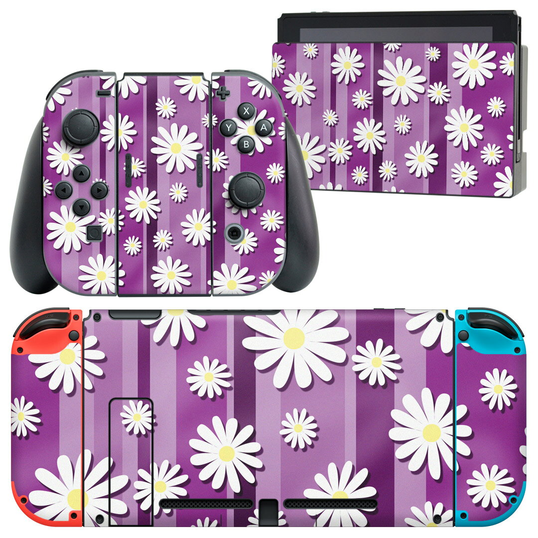製品名 Nintendo Switch 本体裏面＆ドック正面＆ジョイコン専用 デザインスキンシール セット内容 Nintendo Switch 本体＆ドック＆ジョイコン用スキンシール（各1枚） ニンテンドースイッチ専用です。携帯機のSwitch LiteやProコンには対応していません。 商品特徴 再剥離性シートを素材に採用し、細かな位置調整がしやすく貼り直しが容易です。専用の業務プリンターを使い、商品画像と遜色のない美しい印刷仕上がり。 注意事項 画像はサンプルですので、ご覧の環境によっては多少色味に違いを感じる場合がございます。 イメージと違った、モニターと色味が異なるという理由での交換や返金はご対応出来かねます。スキンシールのみの販売で、ニンテンドースイッチ本体などは付属しません。シワができた場合、ドライヤーなどで軽く温め、外側に向けてシワを伸ばすように貼ってください。初回貼付時の位置調整や貼り直しは可能ですが、しっかりと押し付けて接着させた後の再剥離、再利用は保証しておりません。また接着部に油分や汚れが付着しますと角の部分は剥がれやすくなりますので、貼付時はあまり触れないようにご注意ください。無地のセミグロスシートにデザインをプリントした商品で、デコなどの加工はございません。 凹凸や光沢があるように見えたり布地や金属を素材にしたように見える商品もありますが、デザインの図版によるものです。印刷時に微妙な画像のズレが生じる場合がございます。ご注文後に1点1点制作する受注生産品の為、不良品以外のご返品や交換は固くお断りします。当店における繰り返しの実機テストでは問題ありませんでしたが、経過年数や使用環境により、シールを剥がす際に本体の塗装が一部剥がれる可能性があります。恐れ入りますが、万が一そのような状況になった場合でも当店ではゲーム機本体の保証は出来かねますので、予めご理解の上お求めください。 商品発送 完全受注生産のハンドメイド商品となりますので、既製品と比べて発送までお時間を頂いています。 基本的に決済確認後2?3営業日、最大で10営業日での発送となります。繁忙期や休業日明けの場合はさらに時間がかかる場合があります。 その際には別途メールにてご連絡致します。メール便の場合、発送日から到着までに2?4日ほどかかる場合が多く、紛失などの保障もご対応できかねます。あらかじめご了承下さい。