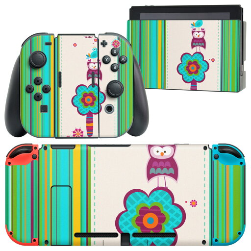 igsticker Nintendo Switch 用 デザインスキンシール 任天堂 ニンテンドー スイッチ 専用 本体ドック Joy-Con Joycon ジョイコン 専用 ゲーム機 カバー アクセサリー フィルム ステッカー 007277 花 フクロウ ストライプ igsticker Nintendo Switch 用 デザインスキンシール 任天堂 ニンテンドー スイッチ 専用 本体ドック Joy-Con Joycon ジョイコン 専用 ゲーム機 カバー アクセサリー フィルム ステッカー 007277 花 フクロウ ストライプ