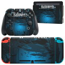 igsticker Nintendo Switch 用 デザインスキンシール 任天堂 ニンテンドー スイッチ 専用 本体ドック Joy-Con Joycon ジョイコン 専用 ゲーム機 カバー アクセサリー フィルム ステッカー 007355 ハロウィン 青 ブルー 英語 文字