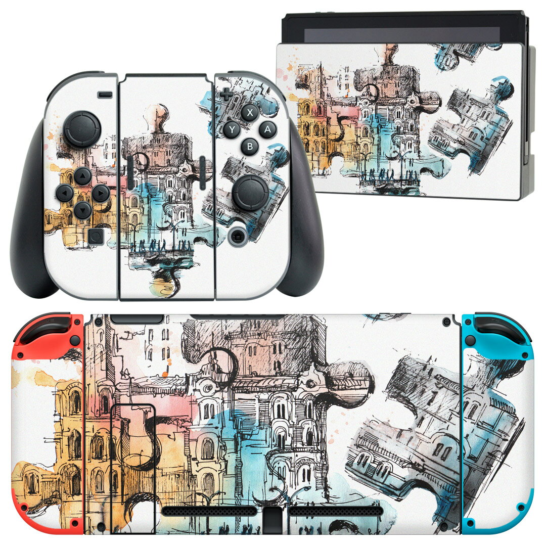製品名 Nintendo Switch 本体裏面＆ドック正面＆ジョイコン専用 デザインスキンシール セット内容 Nintendo Switch 本体＆ドック＆ジョイコン用スキンシール（各1枚） ニンテンドースイッチ専用です。携帯機のSwitch LiteやProコンには対応していません。 商品特徴 再剥離性シートを素材に採用し、細かな位置調整がしやすく貼り直しが容易です。専用の業務プリンターを使い、商品画像と遜色のない美しい印刷仕上がり。 注意事項 画像はサンプルですので、ご覧の環境によっては多少色味に違いを感じる場合がございます。 イメージと違った、モニターと色味が異なるという理由での交換や返金はご対応出来かねます。スキンシールのみの販売で、ニンテンドースイッチ本体などは付属しません。シワができた場合、ドライヤーなどで軽く温め、外側に向けてシワを伸ばすように貼ってください。初回貼付時の位置調整や貼り直しは可能ですが、しっかりと押し付けて接着させた後の再剥離、再利用は保証しておりません。また接着部に油分や汚れが付着しますと角の部分は剥がれやすくなりますので、貼付時はあまり触れないようにご注意ください。無地のセミグロスシートにデザインをプリントした商品で、デコなどの加工はございません。 凹凸や光沢があるように見えたり布地や金属を素材にしたように見える商品もありますが、デザインの図版によるものです。印刷時に微妙な画像のズレが生じる場合がございます。ご注文後に1点1点制作する受注生産品の為、不良品以外のご返品や交換は固くお断りします。当店における繰り返しの実機テストでは問題ありませんでしたが、経過年数や使用環境により、シールを剥がす際に本体の塗装が一部剥がれる可能性があります。恐れ入りますが、万が一そのような状況になった場合でも当店ではゲーム機本体の保証は出来かねますので、予めご理解の上お求めください。 商品発送 完全受注生産のハンドメイド商品となりますので、既製品と比べて発送までお時間を頂いています。 基本的に決済確認後2?3営業日、最大で10営業日での発送となります。繁忙期や休業日明けの場合はさらに時間がかかる場合があります。 その際には別途メールにてご連絡致します。メール便の場合、発送日から到着までに2?4日ほどかかる場合が多く、紛失などの保障もご対応できかねます。あらかじめご了承下さい。