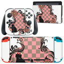 igsticker Nintendo Switch 用 デザインスキンシール 任天堂 ニンテンドー スイッチ 専用 本体ドック Joy-Con Joycon ジョイコン 専用 ゲーム機 カバー アクセサリー フィルム ステッカー 007515 チェック 猫 ネコ 市松模様(2)