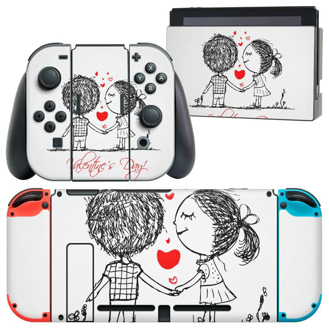 igsticker Nintendo Switch 用 デザインスキンシール 任天堂 ニンテンドー スイッチ 専用 本体ドック Joy-Con Joycon ジョイコン 専用 ゲーム機 カバー アクセサリー フィルム ステッカー 007533 ハート 文字 英語 人物