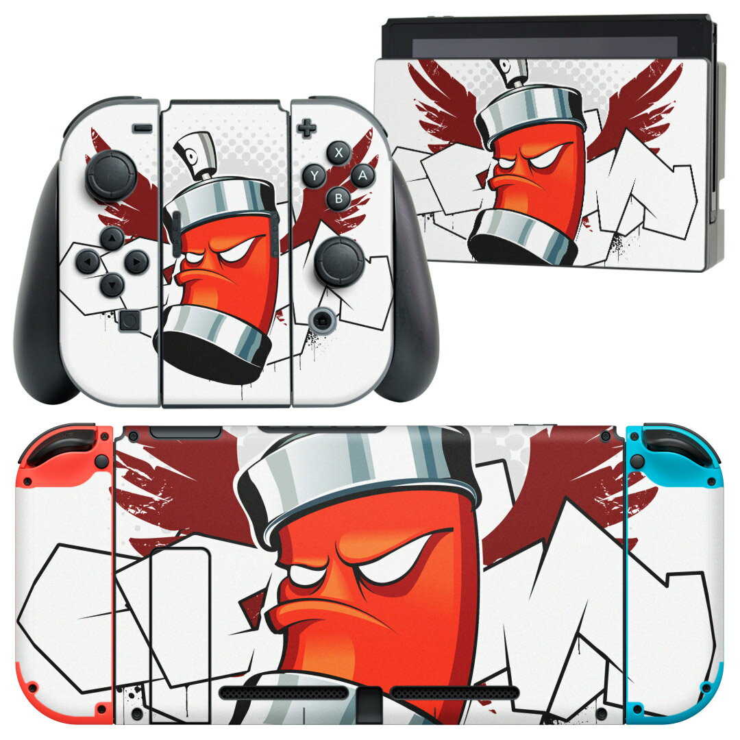 igsticker Nintendo Switch 用 デザインスキンシール 任天堂 ニンテンドー スイッチ 専用 本体ドック Joy-Con Joycon ジョイコン 専用 ゲーム機 カバー アクセサリー フィルム ステッカー 007552 イラスト 羽根 スプレー インク