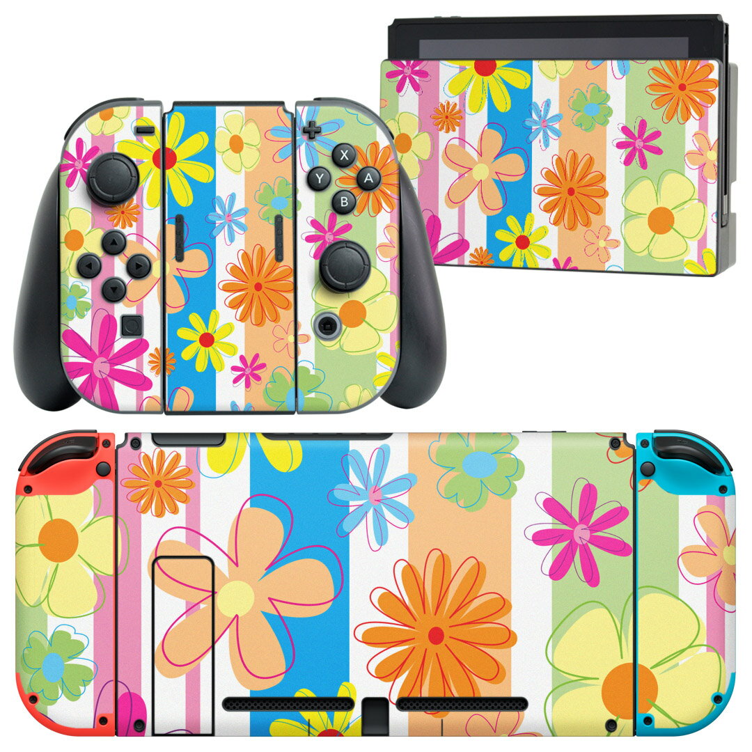 製品名 Nintendo Switch 本体裏面＆ドック正面＆ジョイコン専用 デザインスキンシール セット内容 Nintendo Switch 本体＆ドック＆ジョイコン用スキンシール（各1枚） ニンテンドースイッチ専用です。携帯機のSwitch LiteやProコンには対応していません。 商品特徴 再剥離性シートを素材に採用し、細かな位置調整がしやすく貼り直しが容易です。専用の業務プリンターを使い、商品画像と遜色のない美しい印刷仕上がり。 注意事項 画像はサンプルですので、ご覧の環境によっては多少色味に違いを感じる場合がございます。 イメージと違った、モニターと色味が異なるという理由での交換や返金はご対応出来かねます。スキンシールのみの販売で、ニンテンドースイッチ本体などは付属しません。シワができた場合、ドライヤーなどで軽く温め、外側に向けてシワを伸ばすように貼ってください。初回貼付時の位置調整や貼り直しは可能ですが、しっかりと押し付けて接着させた後の再剥離、再利用は保証しておりません。また接着部に油分や汚れが付着しますと角の部分は剥がれやすくなりますので、貼付時はあまり触れないようにご注意ください。無地のセミグロスシートにデザインをプリントした商品で、デコなどの加工はございません。 凹凸や光沢があるように見えたり布地や金属を素材にしたように見える商品もありますが、デザインの図版によるものです。印刷時に微妙な画像のズレが生じる場合がございます。ご注文後に1点1点制作する受注生産品の為、不良品以外のご返品や交換は固くお断りします。当店における繰り返しの実機テストでは問題ありませんでしたが、経過年数や使用環境により、シールを剥がす際に本体の塗装が一部剥がれる可能性があります。恐れ入りますが、万が一そのような状況になった場合でも当店ではゲーム機本体の保証は出来かねますので、予めご理解の上お求めください。 商品発送 完全受注生産のハンドメイド商品となりますので、既製品と比べて発送までお時間を頂いています。 基本的に決済確認後2?3営業日、最大で10営業日での発送となります。繁忙期や休業日明けの場合はさらに時間がかかる場合があります。 その際には別途メールにてご連絡致します。メール便の場合、発送日から到着までに2?4日ほどかかる場合が多く、紛失などの保障もご対応できかねます。あらかじめご了承下さい。