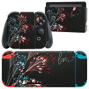 igsticker Nintendo Switch 用 デザインスキンシール 任天堂 ニンテンドー スイッチ 専用 本体ドック Joy-Con Joycon ジョイコン 専用 ゲーム機 カバー アクセサリー フィルム ステッカー 007708 花 鳥 黒 ブラック(2)
