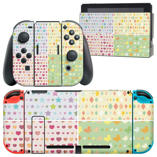 igsticker Nintendo Switch 用 デザインスキンシール 任天堂 ニンテンドー スイッチ 専用 本体ドック Joy-Con Joycon ジョイコン 専用 ゲーム機 カバー アクセサリー フィルム ステッカー 007751 カラフル ハート 星 蝶 模様 igsticker Nintendo Switch 用 デザインスキンシール 任天堂 ニンテンドー スイッチ 専用 本体ドック Joy-Con Joycon ジョイコン 専用 ゲーム機 カバー アクセサリー フィルム ステッカー 007751 カラフル ハート 星 蝶 模様
