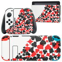 igsticker Nintendo Switch 用 デザインスキンシール 任天堂 ニンテンドー スイッチ 専用 本体ドック Joy-Con Joycon ジョイコン 専用 ゲーム機 カバー アクセサリー フィルム ステッカー 007820 赤　レッド　黒　ブラック　トランプ