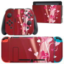 igsticker Nintendo Switch 用 デザインスキンシール 任天堂 ニンテンドー スイッチ 専用 本体ドック Joy-Con Joycon ジョイコン 専用 ゲーム機 カバー アクセサリー フィルム ステッカー 007840 赤 レッド ハート ピンク