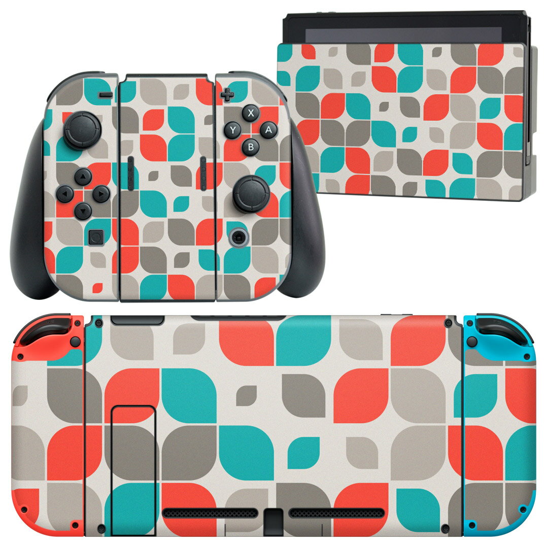 igsticker Nintendo Switch 用 デザインスキンシール 任天堂 ニンテンドー スイッチ 専用 本体ドック Joy-Con Joycon ジョイコン 専用 ゲーム機 カバー アクセサリー フィルム ステッカー 007866 赤 レッド 青 ブルー 模様