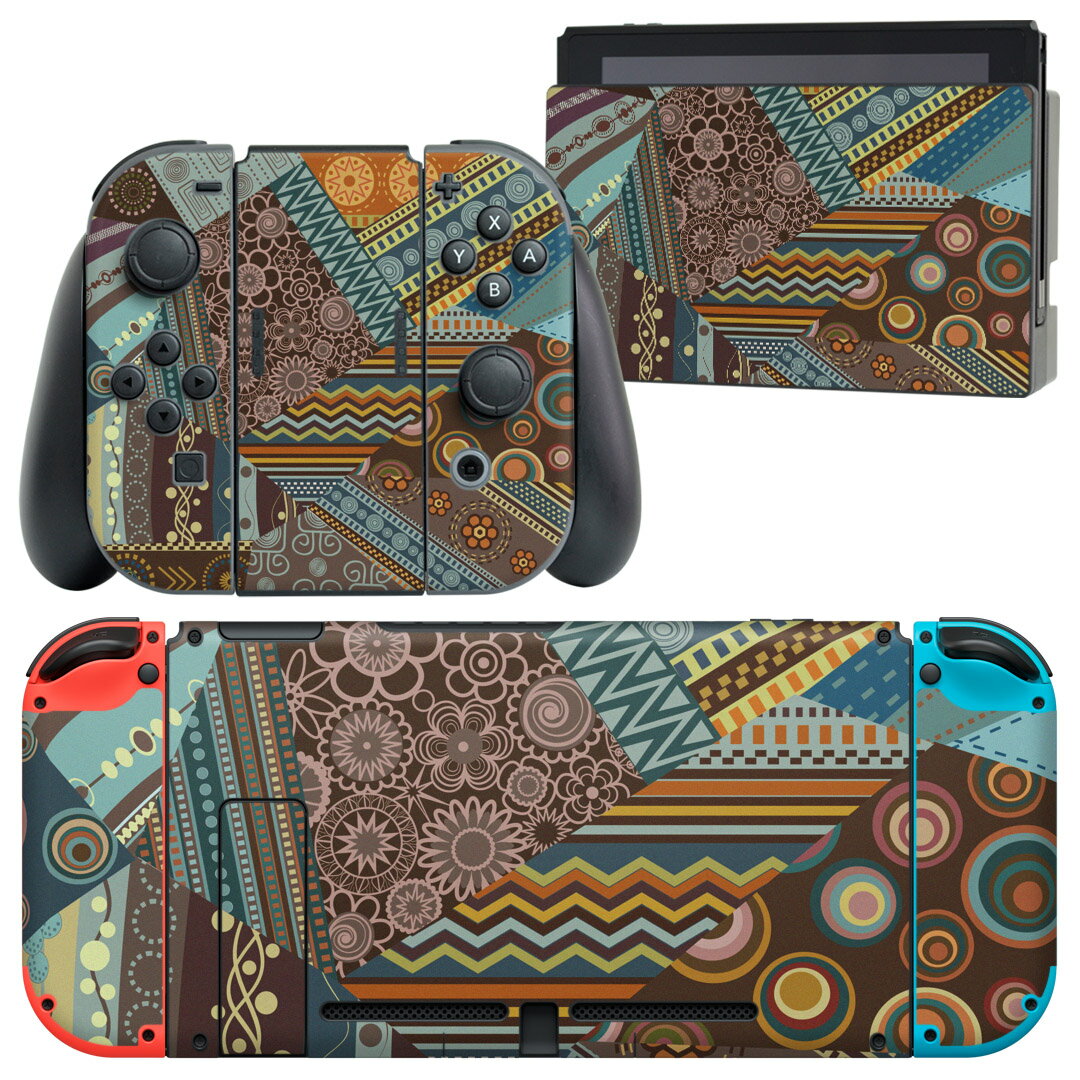 igsticker Nintendo Switch 用 デザインスキンシール 任天堂 ニンテンドー スイッチ 専用 本体ドック Joy-Con Joycon ジョイコン 専用 ゲーム機 カバー アクセサリー フィルム ステッカー 007867 花　　模様　青　水色