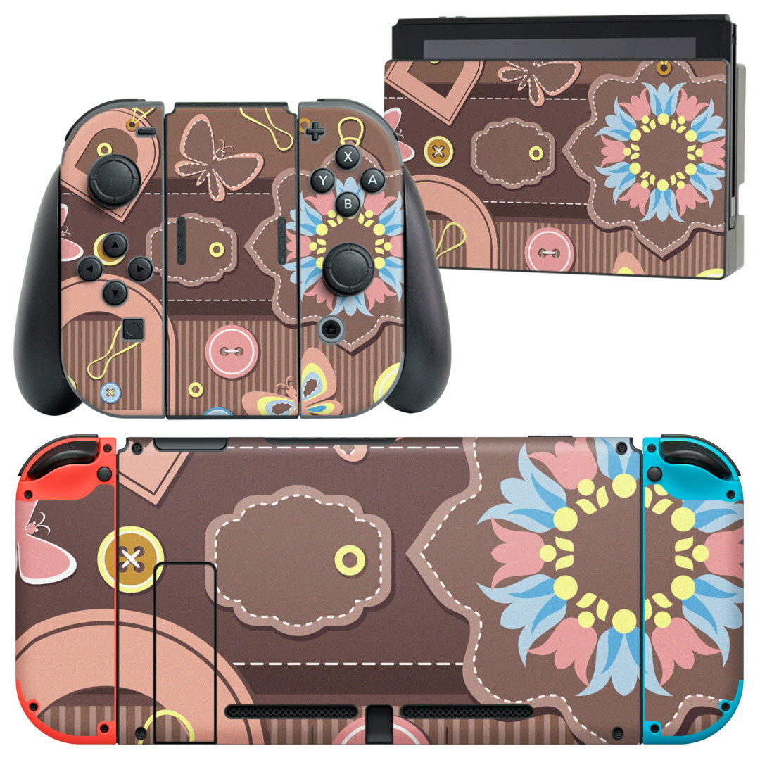 igsticker Nintendo Switch 用 デザインスキンシール 任天堂 ニンテンドー スイッチ 専用 本体ドック Joy-Con Joycon ジョイコン 専用 ゲーム機 カバー アクセサリー フィルム ステッカー 007945 花　　イラスト　蝶