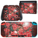 igsticker Nintendo Switch 用 デザインスキンシール 任天堂 ニンテンドー スイッチ 専用 本体ドック Joy-Con Joycon ジョイコン 専用 ゲーム機 カバー アクセサリー フィルム ステッカー 008021 花 赤 レッド イラスト(2)