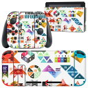 igsticker Nintendo Switch 用 デザインスキンシール 任天堂 ニンテンドー スイッチ 専用 本体ドック Joy-Con Joycon ジョイコン 専用 ゲーム機 カバー アクセサリー フィルム ステッカー 008027 カラフル 数字 デザイン 三角(2)