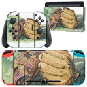 igsticker Nintendo Switch 用 デザインスキンシール 任天堂 ニンテンドー スイッチ 専用 本体ドック Joy-Con Joycon ジョイコン 専用 ゲーム機 カバー アクセサリー フィルム ステッカー 008065 イラスト 水彩 グローブ 野球