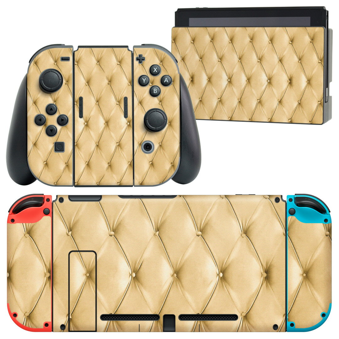 igsticker Nintendo Switch 用 デザインスキンシール 任天堂 ニンテンドー スイッチ 専用 本体ドック Joy-Con Joycon ジョイコン 専用 ゲーム機 カバー アクセサリー フィルム ステッカー 008161 写真 皮 ベージュ