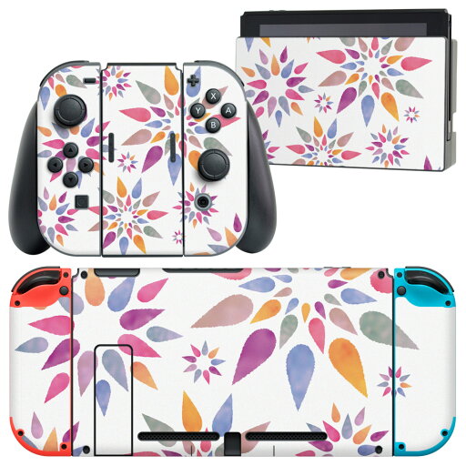 igsticker Nintendo Switch 用 デザインスキンシール 任天堂 ニンテンドー スイッチ 専用 本体ドック Joy-Con Joycon ジョイコン 専用 ゲーム機 カバー アクセサリー フィルム ステッカー 008280 カラフル 花 igsticker Nintendo Switch 用 デザインスキンシール 任天堂 ニンテンドー スイッチ 専用 本体ドック Joy-Con Joycon ジョイコン 専用 ゲーム機 カバー アクセサリー フィルム ステッカー 008280 カラフル 花