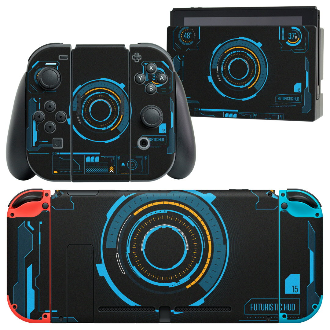 igsticker Nintendo Switch 用 デザインスキンシール 任天堂 ニンテンドー スイッチ 専用 本体ドック Joy-Con Joycon ジョイコン 専用 ゲーム機 カバー アクセサリー フィルム ステッカー 008285 青　ブルー　画面