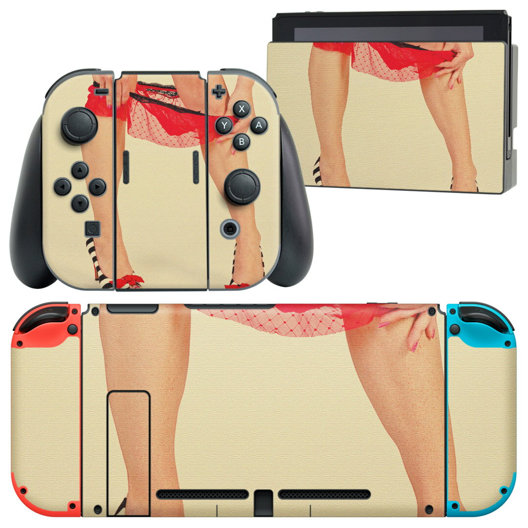 igsticker Nintendo Switch 用 デザインスキンシール 任天堂 ニンテンドー スイッチ 専用 本体ドック Joy-Con Joycon ジョイコン 専用 ゲーム機 カバー アクセサリー フィルム ステッカー 008311 写真 人物 赤 レッド