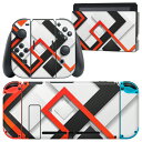 igsticker Nintendo Switch 用 デザインスキンシール 任天堂 ニンテンドー スイッチ 専用 本体ドック Joy-Con Joycon ジョイコン 専用 ゲーム機 カバー アクセサリー フィルム ステッカー 008354 デザイン 赤 黒 ブラック レッド(2)