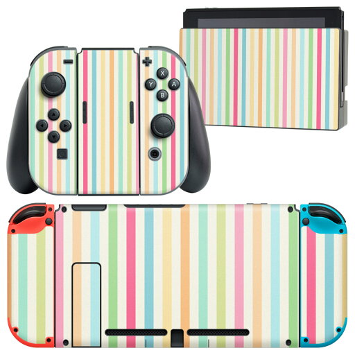igsticker Nintendo Switch 用 デザインスキンシール 任天堂 ニンテンドー スイッチ 専用 本体ドック Joy-Con Joycon ジョイコン 専用 ゲーム機 カバー アクセサリー フィルム ステッカー 008407 ストライプ カラフル パステル igsticker Nintendo Switch 用 デザインスキンシール 任天堂 ニンテンドー スイッチ 専用 本体ドック Joy-Con Joycon ジョイコン 専用 ゲーム機 カバー アクセサリー フィルム ステッカー 008407 ストライプ カラフル パステル
