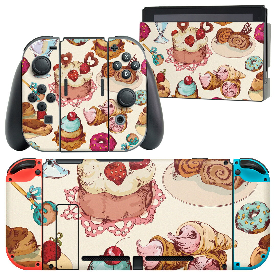 製品名 Nintendo Switch 本体裏面＆ドック正面＆ジョイコン専用 デザインスキンシール セット内容 Nintendo Switch 本体＆ドック＆ジョイコン用スキンシール（各1枚） ニンテンドースイッチ専用です。携帯機のSwitch LiteやProコンには対応していません。 商品特徴 再剥離性シートを素材に採用し、細かな位置調整がしやすく貼り直しが容易です。専用の業務プリンターを使い、商品画像と遜色のない美しい印刷仕上がり。 注意事項 画像はサンプルですので、ご覧の環境によっては多少色味に違いを感じる場合がございます。 イメージと違った、モニターと色味が異なるという理由での交換や返金はご対応出来かねます。スキンシールのみの販売で、ニンテンドースイッチ本体などは付属しません。シワができた場合、ドライヤーなどで軽く温め、外側に向けてシワを伸ばすように貼ってください。初回貼付時の位置調整や貼り直しは可能ですが、しっかりと押し付けて接着させた後の再剥離、再利用は保証しておりません。また接着部に油分や汚れが付着しますと角の部分は剥がれやすくなりますので、貼付時はあまり触れないようにご注意ください。無地のセミグロスシートにデザインをプリントした商品で、デコなどの加工はございません。 凹凸や光沢があるように見えたり布地や金属を素材にしたように見える商品もありますが、デザインの図版によるものです。印刷時に微妙な画像のズレが生じる場合がございます。ご注文後に1点1点制作する受注生産品の為、不良品以外のご返品や交換は固くお断りします。当店における繰り返しの実機テストでは問題ありませんでしたが、経過年数や使用環境により、シールを剥がす際に本体の塗装が一部剥がれる可能性があります。恐れ入りますが、万が一そのような状況になった場合でも当店ではゲーム機本体の保証は出来かねますので、予めご理解の上お求めください。 商品発送 完全受注生産のハンドメイド商品となりますので、既製品と比べて発送までお時間を頂いています。 基本的に決済確認後2?3営業日、最大で10営業日での発送となります。繁忙期や休業日明けの場合はさらに時間がかかる場合があります。 その際には別途メールにてご連絡致します。メール便の場合、発送日から到着までに2?4日ほどかかる場合が多く、紛失などの保障もご対応できかねます。あらかじめご了承下さい。