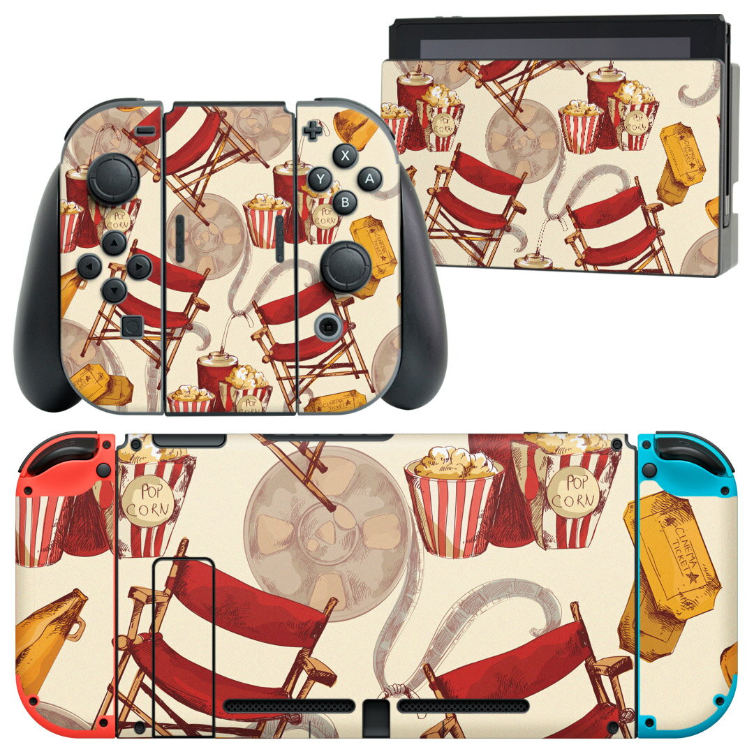 igsticker Nintendo Switch 用 デザインスキンシール 任天堂 ニンテンドー スイッチ 専用 本体ドック Joy-Con Joycon ジョイコン 専用 ゲーム機 カバー アクセサリー フィルム ステッカー 008485 映画 イラスト 赤 レッド