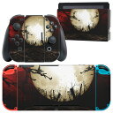 igsticker Nintendo Switch 用 デザインスキンシール 任天堂 ニンテンドー スイッチ 専用 本体ドック Joy-Con Joycon ジョイコン 専用 ゲーム機 カバー アクセサリー フィルム ステッカー 008490 イラスト 月 赤 レッド ハロウィン