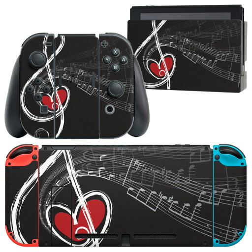 igsticker Nintendo Switch 用 デザインスキンシール 任天堂 ニンテンドー スイッチ 専用 本体ドック Joy-Con Joycon ジョイコン 専用 ゲーム機 カバー アクセサリー フィルム ステッカー 008511 黒 ブラック 音符 楽譜 ハート igsticker Nintendo Switch 用 デザインスキンシール 任天堂 ニンテンドー スイッチ 専用 本体ドック Joy-Con Joycon ジョイコン 専用 ゲーム機 カバー アクセサリー フィルム ステッカー 008511 黒 ブラック 音符 楽譜 ハート