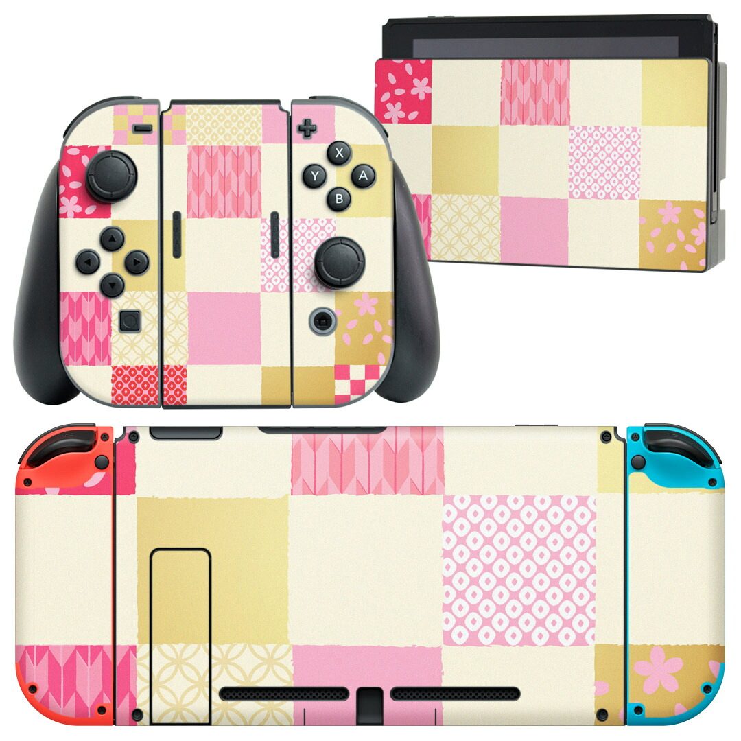 製品名 Nintendo Switch 本体裏面＆ドック正面＆ジョイコン専用 デザインスキンシール セット内容 Nintendo Switch 本体＆ドック＆ジョイコン用スキンシール（各1枚） ニンテンドースイッチ専用です。携帯機のSwitch LiteやProコンには対応していません。 商品特徴 再剥離性シートを素材に採用し、細かな位置調整がしやすく貼り直しが容易です。専用の業務プリンターを使い、商品画像と遜色のない美しい印刷仕上がり。 注意事項 画像はサンプルですので、ご覧の環境によっては多少色味に違いを感じる場合がございます。 イメージと違った、モニターと色味が異なるという理由での交換や返金はご対応出来かねます。スキンシールのみの販売で、ニンテンドースイッチ本体などは付属しません。シワができた場合、ドライヤーなどで軽く温め、外側に向けてシワを伸ばすように貼ってください。初回貼付時の位置調整や貼り直しは可能ですが、しっかりと押し付けて接着させた後の再剥離、再利用は保証しておりません。また接着部に油分や汚れが付着しますと角の部分は剥がれやすくなりますので、貼付時はあまり触れないようにご注意ください。無地のセミグロスシートにデザインをプリントした商品で、デコなどの加工はございません。 凹凸や光沢があるように見えたり布地や金属を素材にしたように見える商品もありますが、デザインの図版によるものです。印刷時に微妙な画像のズレが生じる場合がございます。ご注文後に1点1点制作する受注生産品の為、不良品以外のご返品や交換は固くお断りします。当店における繰り返しの実機テストでは問題ありませんでしたが、経過年数や使用環境により、シールを剥がす際に本体の塗装が一部剥がれる可能性があります。恐れ入りますが、万が一そのような状況になった場合でも当店ではゲーム機本体の保証は出来かねますので、予めご理解の上お求めください。 商品発送 完全受注生産のハンドメイド商品となりますので、既製品と比べて発送までお時間を頂いています。 基本的に決済確認後2?3営業日、最大で10営業日での発送となります。繁忙期や休業日明けの場合はさらに時間がかかる場合があります。 その際には別途メールにてご連絡致します。メール便の場合、発送日から到着までに2?4日ほどかかる場合が多く、紛失などの保障もご対応できかねます。あらかじめご了承下さい。