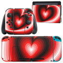 igsticker Nintendo Switch 用 デザインスキンシール 任天堂 ニンテンドー スイッチ 専用 本体ドック Joy-Con Joycon ジョイコン 専用 ゲーム機 カバー アクセサリー フィルム ステッカー 008728 ハート 赤 レッド 黒 ブラック