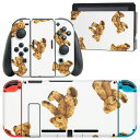 igsticker Nintendo Switch 用 デザインスキンシール 任天堂 ニンテンドー スイッチ 専用 本体ドック Joy-Con Joycon ジョイコン 専用 ゲーム機 カバー アクセサリー フィルム ステッカー 008738 テディベア イラスト 模様