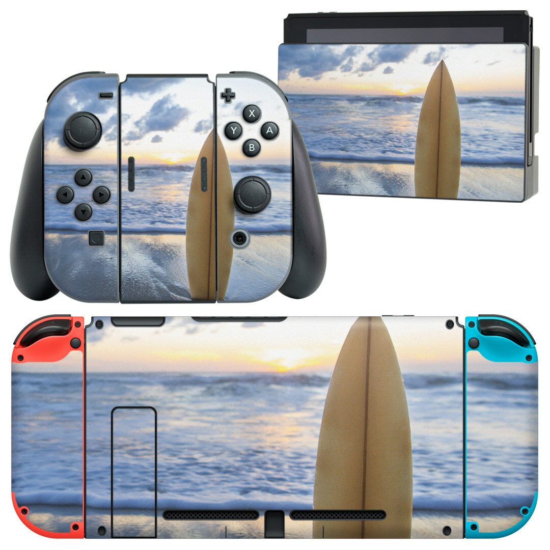 igsticker Nintendo Switch 用 デザインスキンシール 任天堂 ニンテンドー スイッチ 専用 本体ドック Joy-Con Joycon ジョイコン 専用 ゲーム機 カバー アクセサリー フィルム ステッカー 008899 写真 海 夏 サーフィン